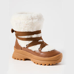 2024 Logo personnalisé femmes hiver chaud <span class=keywords><strong>bottes</strong></span> mode <span class=keywords><strong>fille</strong></span> fausse fourrure bottines semelle épaisse plate-forme PU semelle intérieure daim matériel neige - Product Image 1