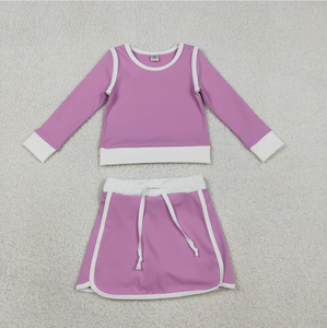 Nouvelle Arrivée Ensemble Coordonné Sœur 4 Couleurs Unies Décontracté Écologique Bébé Fille Haut Sans Manches Jupe Short Tenues de Yoga et Vêtements de Sport - Product Image 5