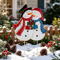 Décorations de Noël Artisanales : Père Noël et Mère Noël en Métal pour Jardin, Boîte Cadeau, Décoration Extérieure pour Pelouse et Porche
