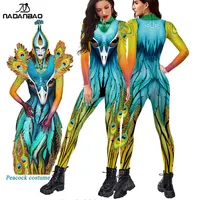 NADANBAO elastische dehnbare Bühnen performance Kleidung Pfau Cosplay Kostüm einteiligen Overall Damen Overalls