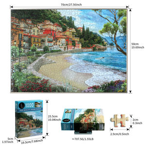 Puzzle personnalisé de 1000 pièces, une petite ville en bord de mer, jeu de puzzle de 2 mm pour la famille avec motif <span class=keywords><strong>anglais</strong></span> sur le dos - Product Image 6