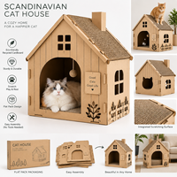Maison pour chat en carton ondulé scandinave personnalisée, emballage écologique en papier