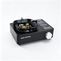 Réchaud à gaz portable en métal léger coupe-vent avec 4 brûleurs, feu réglable, cuisinière au butane pour le camping, les pique-niques et la maison