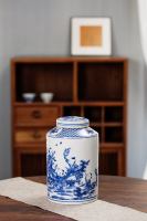 Pot en porcelaine bleu et blanc Art Déco 3-4L, forme irrégulière, ornement décoratif pour la maison