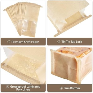 Bolsa de embalaje de panadería de papel marrón personalizada, pan, <span class=keywords><strong>Bagel</strong></span>, tostadas, galletas, lazo de lata, bloqueo de lengüeta, bolsas de regalo, bolsa de ventana de papel Kraft - Product Image 3