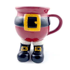 Natale babbo natale Feeted 3D Mug con macchie nere all'ingrosso dipinto a mano Dolomite Santa 18OZ tazza da caffè