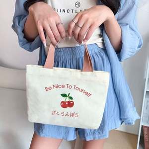 Wholesale Printed Canvas Pouch for Girls As a Fashionable <b>Gift</b> with a Bright Colorful Handle Mini Canvas Tote <b>Bag</b> - Product Image 4