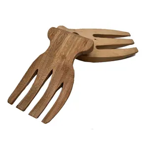 Wholesale High Quality Bamboo Salad Bowl With Salad Hands Teak Salad Servers