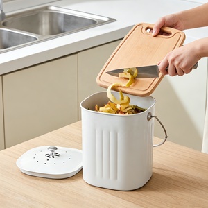White Rectangular Food Waste Storage Bucket With Lid For <b>Kitchen</b> Indoor Use - Product Image 4