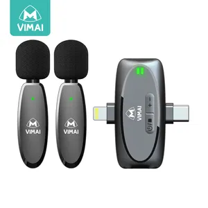 VIMAI mikrofon nirkabel 3 dalam 1, mikrofon mini nirkabel lavalier kualitas tinggi V6 untuk perekaman video