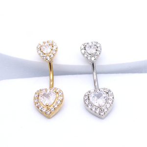 CZ coeur nombril anneau 14G nombril Piercing barre acier chirurgical Piercing ventre Piercing bijoux vente chaude bijoux de corps - Product Image 3