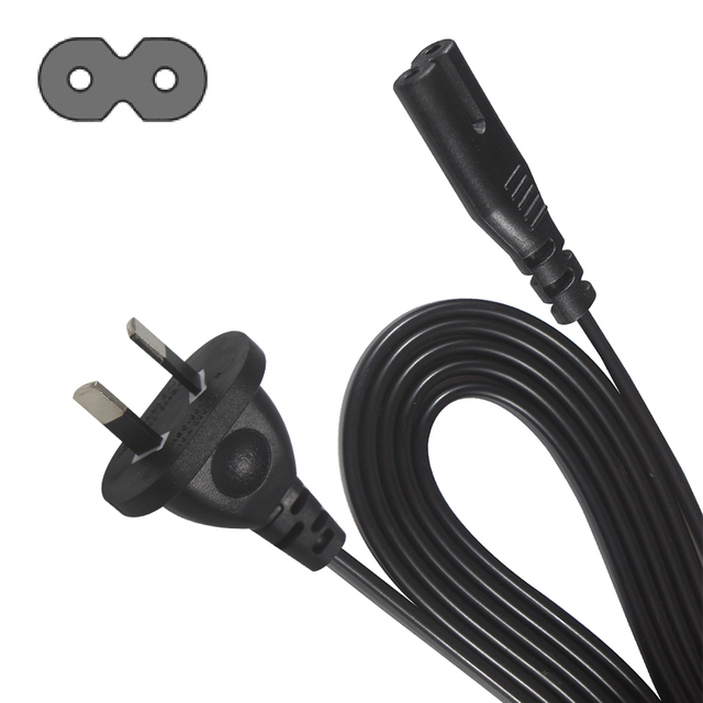 3m AU SAA Australia Power Cable 2 Pin Plug to IEC C7 Figure 8 Power Lead RCM Approved