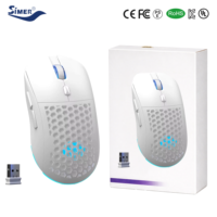 Souris de jeu sans fil légère à design creux, 3200 DPI, 6 boutons, rétroéclairage RGB