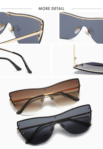 New Trendy French Sunglasses Custom Logo Uv400 Metal Retro <b>Large</b> <b>Frame</b> Shades One Piece Lens Sunglasses Rimless Sunglasses - Product Image 6