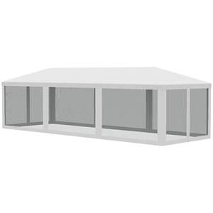 10' X 28' Aluminum Frame Party <b>Tent</b> Canopy With Removable Mesh Sidewalls For Outdoor Events Wedding <b>Gazebo</b> Polyester Fabric Summ - Product Image 1