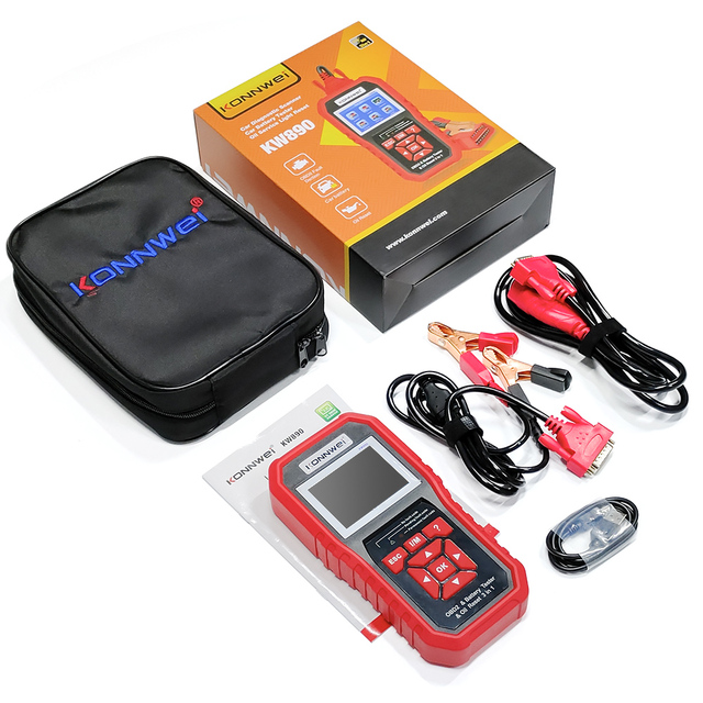 Garage DIY Vehicle Tool Multilingual KW890 OBD2 Car Diagnostic Scanner 12V Battery Tester Oil Reset Tool