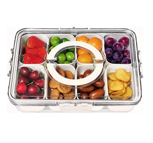 Contenedor de caja de aperitivos de PP moderno portátil 8 compartimentos individuales bandeja de servicio dividida manija de tapa para almacenar alimentos frutas dulces - Product Image 1
