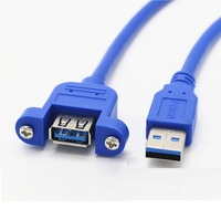 OEM ODM Personalizado USB 3,0 Cable de carga de datos USB 3,0 Tipo a macho a Tipo a hembra Montaje en panel con orificios para tornillos