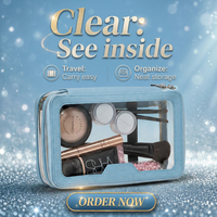 Pochette de maquillage transparente en PU avec fermeture éclair, écologique, tendance, pour voyager, organiseur de sac, trousse de toilette pour femmes, pochette pour soins de la peau