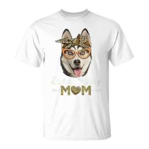 T-shirt mignon pour maman de Husky sibérien, imprimé léopard, unisexe, col rond, manches courtes, impression numérique - Product Image 1