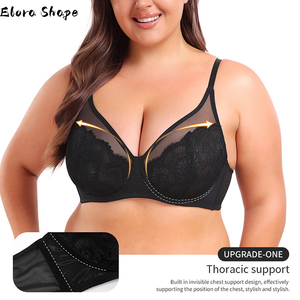 Sujetador <span class=keywords><strong>de</strong></span> Encaje Ultrafino Talla Grande para Senos <span class=keywords><strong>Grandes</strong></span>, Sujetador sin Costuras con Push-Up, Copas B-E, Lencería <span class=keywords><strong>de</strong></span> Talla Grande para Mujer - Product Image 6