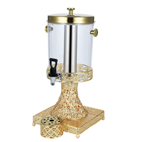 Distributeur de jus de luxe 8L doré, nouveau design, distributeur de boissons rond en verre pour fêtes, traiteur, hôtels, mariages, lait, café, bière, boissons