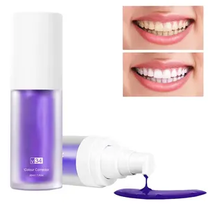 Customization Logo V34 Color Corrector Purple Toothpaste Teeth Whitening Correcting 30ML Oral Care Tooth Whitening Accessories