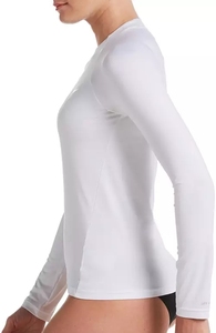 Logo personalizzato In Bianco Tutte Le Donne Bianche UPF50 + Maniche Lunghe in Forma di Compressione <span class=keywords><strong>Swim</strong></span> Diving Surf Rash Guards Camicia - Product Image 2