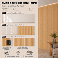 Panneau mural rainuré en WPC à grain de bois naturel MORLENX, 158 mm, quatre rainures, revêtement mural décoratif intérieur