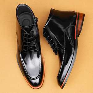 Botas Chelsea para Hombre 2025, de Piel Genuina con Acabado Brillante, Estilo Brogue Británico, con Cordones, Botines de Invierno, Casuales, de Vestir, para Boda - Product Image 5