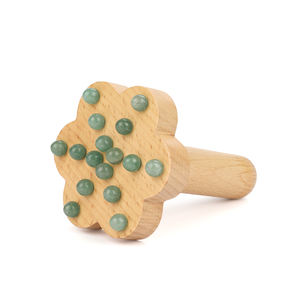 Masajeador corporal Manual de madera con cuentas de jade de cristal Natural, herramienta de masaje de acupuntura de Aventurina verde para pies y cuello - Product Image 2