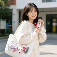 Nouveau produit : Porte-clés en peluche Scar Bear, adorable ours patchwork demi-visage, breloque de sac gothique avec anneau métallique