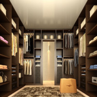 Système d'organisation de dressing sur mesure avec tiroirs et tringles de suspension