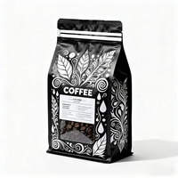 Sachets d'emballage pour café sur pied, personnalisés, faible MOQ (500 pièces), en plastique noir mat Mylar avec fermeture éclair, résistants à l'humidité, pour aliments pour animaux de compagnie