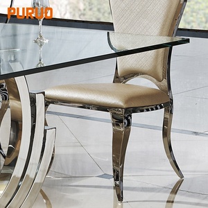 Modern <strong>Dining</strong> Room Sets Stainless Steel <strong>Dining</strong> <strong>Table</strong> with <strong>Glass</strong> - Product Image 4