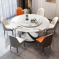 Table à manger ronde moderne en marbre pour 6 personnes, ensemble de salle à manger, table de centre pour restaurant, mobilier de cuisine extérieure