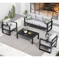 Ensemble de meubles de patio pliables en aluminium gris moderne à trois places pour salon, hôtel, villa et jardin extérieur