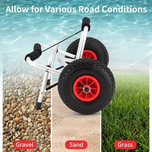 HITU AC9051 <span class=keywords><strong>Kayak</strong></span> chariot <span class=keywords><strong>Kayak</strong></span> avec pneus pneumatiques capacité de 150 LB argent - Product Image 2