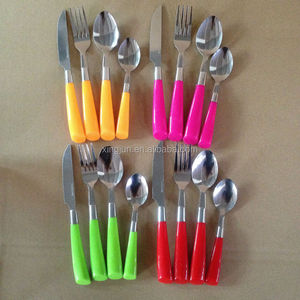 Nhựa sừng xử lý Flatware Bộ muỗng và ngã ba đặt 24 cái thép không gỉ thiết lập dao kéo cho món quà và Đảng - Product Image 5