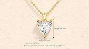 จี้รูปหัวใจประดับมอยส์ซาไนต์ สร้อยคอเงินแท้สำหรับผู้หญิง เครื่องประดับงานปาร์ตี้สุดคลาสสิก ชุบเงิน - Product Image 2