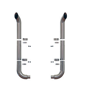Semi-truck 8 inch roestvrijstalen of verchroomde 30 graden uitlaatpijpset met T-stuk - Product Image 1