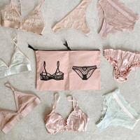 Qetesh Lot de 4 sacs de maquillage rose glamour de voyage avec logo personnalisé Organiser Lingerie Maquillage Tech Pink Blush pour les filles