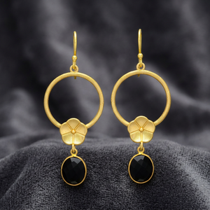 Nouvelle Arrivée Bijoux Jaipur Gems Boucles d'oreilles pendantes circulaires ethniques plaquées or en laiton faites à la main certifiées pour mariage - Product Image 3
