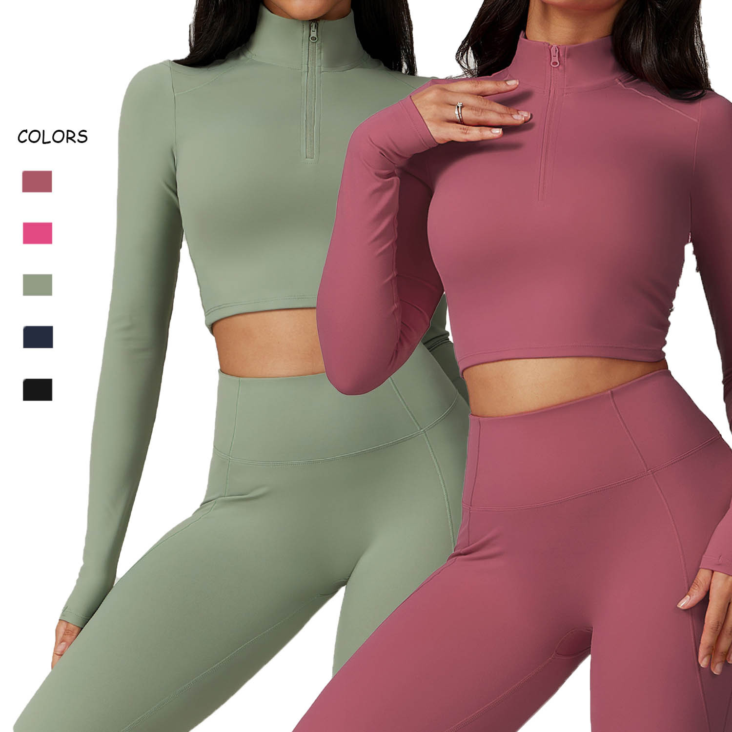 Women New Autumn Winter Fitness Yoga Tops Lady Half Zip Running Long Sleeves Jacket Female Stand Collar Sports Jacket