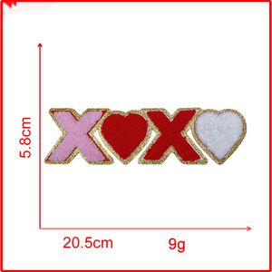 Parches Personalizados para el Día de San Valentín con Bordado de Amor, Ecológicos, de PVC y Hilo de Poliéster, para Coser o Planchar en Gorras, Diseño XOXO, Color Personalizado, para Bolsas - Product Image 5