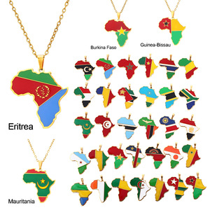 Collar con Colgante de <span class=keywords><strong>Mapa</strong></span> de <span class=keywords><strong>África</strong></span> y Bandera, Oro 18K, Acero Inoxidable, Ghana, Nigeria, Congo, Somalia, Angola, Liberia, Regalos de Joyería, Venta al Por Mayor - Product Image 2