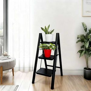 Escalera Plegable Compacta Moderna de Acero al Carbono Más Vendida, <span class=keywords><strong>Silla</strong></span> de 3 Escalones con Pedal Ancho para Uso en el Hogar, Loft, Apartamento, Escuela, Almacén, Cocina - Product Image 4