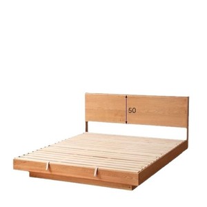 Cama <span class=keywords><strong>Flotante</strong></span> de <span class=keywords><strong>Madera</strong></span> Maciza de Cerezo con Luz Nocturna, Cama Doble Moderna para Dormitorio - Product Image 5