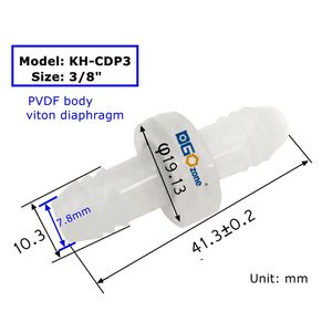 3/8" Kunststoff-Rückschlagventil mit Schlauchtülle, PVDF-Gehäuse, Fluorkautschuk-Membran, für Spa, Ozon, Aquarium, <span class=keywords><strong>KH</strong></span>-CDP3 DGOzone - Product Image 3