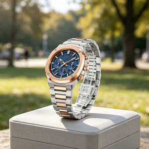 นาฬิกาข้อมือควอตซ์ผู้ชายแบรนด์ดัง ดีไซน์ดั้งเดิม สายสแตนเลสทั้งหมด กันน้ำ หรูหรา - Product Image 3